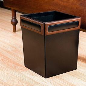 img 3 attached to Dacasso Walnut Leather Waste Basket