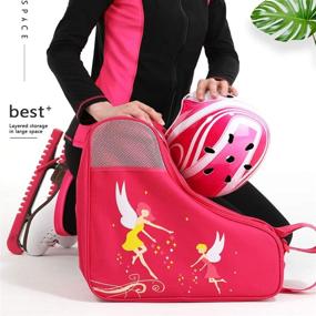 img 3 attached to 🛼 Ice Skate Bag Girls: Spacious Roller Skate, Inline Skate, and Ski Boot Bag with Multiple Pockets for Kids and Adults