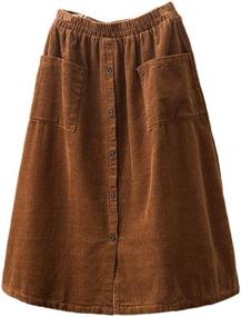 img 4 attached to LaovanIn Womens Corduroy Elastic Coffee