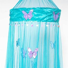 img 3 attached to 🦋 OctoRose Teal Blue Butterfly Bed Canopy Mosquito NET for Crib, Twin, Full, Queen, King