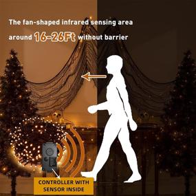 img 1 attached to EAMBRITE Halloween Decorations 82Ft 200LT String Lights with Spooky Music, Infrared 🎃 Motion Sensor Controller, Twinkle Waterproof for Indoor/Outdoor Tree Party Yard Decorations - Orange Color