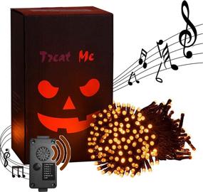 img 4 attached to EAMBRITE Halloween Decorations 82Ft 200LT String Lights with Spooky Music, Infrared 🎃 Motion Sensor Controller, Twinkle Waterproof for Indoor/Outdoor Tree Party Yard Decorations - Orange Color