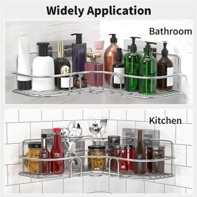 img 3 attached to 🚿 Stainless Steel Corner Shower Caddy (2-Pack) - Durable Shower Shelf with Strong Adhesives for Organized Storage in Bathrooms, Toilets, Kitchens, and Dorms