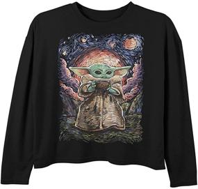 img 1 attached to STAR WARS Mandalorian Sipping Starries Long Sleeve Tee for Girls