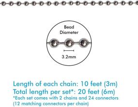 img 2 attached to 🔗 Beaded Pull Chain Extension for Ceiling Fan or Light (Pack of 2) - 10ft Roller Chain with Connectors (Silver, 3.2mm Diameter)