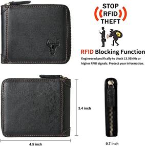 img 3 attached to Secure and Stylish: Wallets Zipper Blocking Leather Bifold Ensures Protection