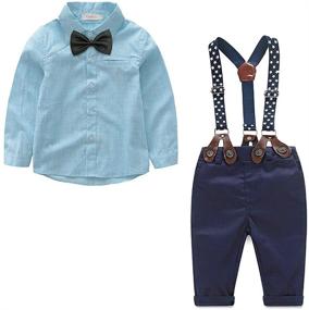 img 4 attached to 👶 Boys' Clothing Sets with Suspender Outfits for Toddler Infants