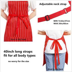 img 2 attached to 👨 Iivos Aprons - Adjustable Bib Apron with 3 Pockets, 40" Long Ties, Commercial Grade - Unisex 33" x 28" (1pc)