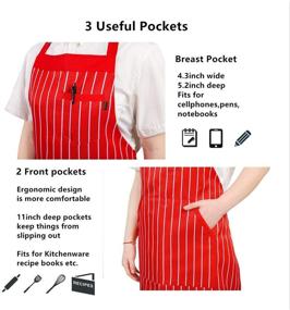 img 1 attached to 👨 Iivos Aprons - Adjustable Bib Apron with 3 Pockets, 40" Long Ties, Commercial Grade - Unisex 33" x 28" (1pc)