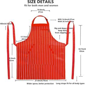 img 3 attached to 👨 Iivos Aprons - Adjustable Bib Apron with 3 Pockets, 40" Long Ties, Commercial Grade - Unisex 33" x 28" (1pc)