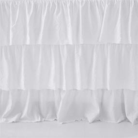 img 2 attached to 🛏️ HIG White Ruffle Skirt Bedspread Set Queen - 30 inch Drop Dust Ruffle - Bedding Collections Queen Size - 3 Piece Bedspread with 2 Shams (Echo)
