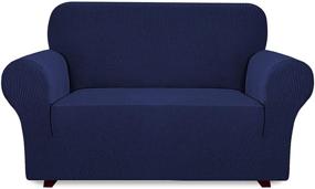 img 4 attached to 🛋️ iCOVER Navy Loveseat Sofa Slipcover: High Stretch, Machine Washable, Non-Slip Furniture Protector