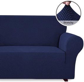 img 3 attached to 🛋️ iCOVER Navy Loveseat Sofa Slipcover: High Stretch, Machine Washable, Non-Slip Furniture Protector