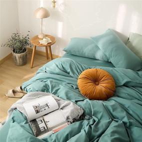 img 3 attached to Refreshing Mint Green Queen Size Jersey Knit Cotton Duvet Cover Set for Chic Bedroom Decor