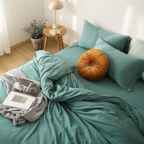 img 2 attached to Refreshing Mint Green Queen Size Jersey Knit Cotton Duvet Cover Set for Chic Bedroom Decor