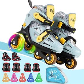 img 4 attached to 🌟 4-Pejiijar Kids Quad Roller Skates: Adjustable Size, Double Brakes, Luminous Wheels, and Protective Gear - Perfect for Girls and Boys Starting Out