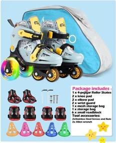 img 2 attached to 🌟 4-Pejiijar Kids Quad Roller Skates: Adjustable Size, Double Brakes, Luminous Wheels, and Protective Gear - Perfect for Girls and Boys Starting Out