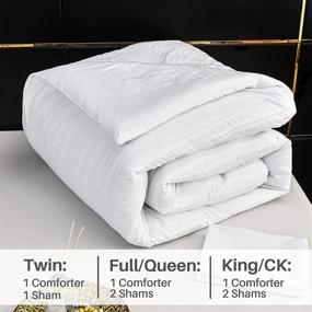 img 1 attached to 🛏️ Atarashi Queen White Seersucker Comforter Set: All Season Bedding with Wrinkled Striped Comforter, 2 Pillow Shams, and Soft Microfiber Down Alternative Duvet Insert Set (Queen/Full, 90x90inches, 3 Pieces)