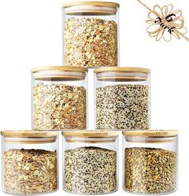 img 4 attached to Urban Green Glass Jars with Bamboo Lids - Airtight Glass Canisters Set for Pantry Organization, Food Storage Containers, Kitchen Canisters Set, Spice Jars, Flour Containers (Pack of 6)