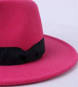 img 1 attached to Jastore Kids Girls Boys Wide Brim Floppy Fedora Hat with Bowknot - Wool Felt Bowler Cap