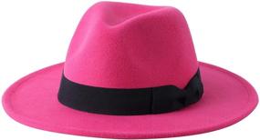 img 3 attached to Jastore Kids Girls Boys Wide Brim Floppy Fedora Hat with Bowknot - Wool Felt Bowler Cap
