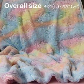 img 3 attached to 🦄 Glow in The Dark Unicorn Blanket: Multi-Color Tie Dye Rainbow Plush Blanket for Kids - 40”x 55”, Soft Cozy Sofa Flannel Throws for Bed Couch Girls Toddles - All Season Fuzzy Fleece Throw Blanket