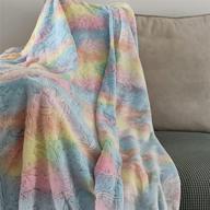 🦄 glow in the dark unicorn blanket: multi-color tie dye rainbow plush blanket for kids - 40”x 55”, soft cozy sofa flannel throws for bed couch girls toddles - all season fuzzy fleece throw blanket logo