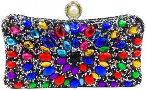 img 4 attached to 💎 Exquisite Multicolored Crystal Clutch: Perfect Women's Evening Bag with Pearl Clasp for Weddings and Special Occasions