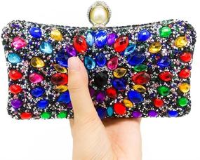 img 2 attached to 💎 Exquisite Multicolored Crystal Clutch: Perfect Women's Evening Bag with Pearl Clasp for Weddings and Special Occasions