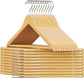 img 4 attached to 👔 SONGMICS Natural UCRW001-20 Wood Hangers, 20 Pack with Smooth Finish and Human Shoulder Design