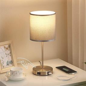 img 3 attached to 💡 USB Touch Table Lamp Bedside Lamp with Dual USB Charging Ports: Modern Gray Nightstand Lamps with 3 Way Dimmable Touch, Ideal for Bedroom, Living Room and Study Room (LED Bulb Included)