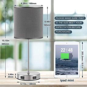 img 2 attached to 💡 USB Touch Table Lamp Bedside Lamp with Dual USB Charging Ports: Modern Gray Nightstand Lamps with 3 Way Dimmable Touch, Ideal for Bedroom, Living Room and Study Room (LED Bulb Included)