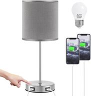 💡 usb touch table lamp bedside lamp with dual usb charging ports: modern gray nightstand lamps with 3 way dimmable touch, ideal for bedroom, living room and study room (led bulb included) логотип