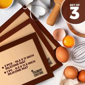 img 3 attached to 🍪 Premium Non-Stick Silicone Baking Mat Set - Ideal for Baking Perfect Cookies, Bread, Macarons, and Pastries - Includes 3 Sizes: 2 Half Sheets and 1 Quarter Sheet - Bonus Ebook Included