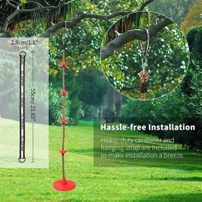 img 1 attached to 🌳 MoKo Swing Climbing Rope for Kids, 6.5ft - Outdoor Playset Rope with Platforms Disc Swing - Tree Strap Swing Rope Set for Backyard - Red, Ideal for Swingset Play & Kids' Swing Sets