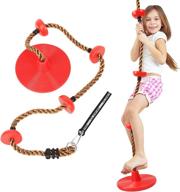 🌳 moko swing climbing rope for kids, 6.5ft - outdoor playset rope with platforms disc swing - tree strap swing rope set for backyard - red, ideal for swingset play & kids' swing sets логотип