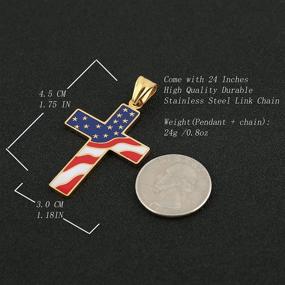 img 1 attached to HZMAN American Flag Patriotic Cross Pendant Necklace: Express Your Faith with Stylish Religious Jewelry