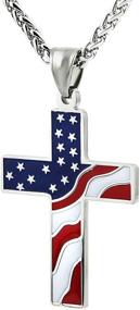 img 4 attached to HZMAN American Flag Patriotic Cross Pendant Necklace: Express Your Faith with Stylish Religious Jewelry