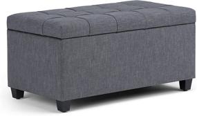 img 3 attached to Simplihome Sienna 34 inch Lift Top Ottoman Bench in Slate Grey Tufted Linen for Living Room & Bedroom