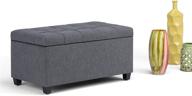 simplihome sienna 34 inch lift top ottoman bench in slate grey tufted linen for living room & bedroom logo