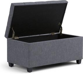 img 2 attached to Simplihome Sienna 34 inch Lift Top Ottoman Bench in Slate Grey Tufted Linen for Living Room & Bedroom