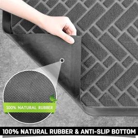 img 2 attached to 🚪 Grey Heavy Duty Rubber Indoor Outdoor Doormat, 17"x29" Anti-Slip Low-Profile Door Mats for Entryway, Home Entrance, Patio, High Traffic Area
