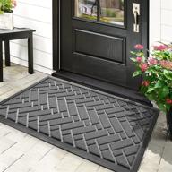 🚪 grey heavy duty rubber indoor outdoor doormat, 17"x29" anti-slip low-profile door mats for entryway, home entrance, patio, high traffic area logo