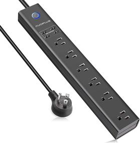 img 4 attached to 🔌 AUOPLUS Power Strip with USB, Surge Protector, 10FT Extension Cord, 6 Outlets and 4 USB Charger Ports, Flat Plug, Wall Mountable, 1250W/10A/2100J, for Computer iPhone Home Office Dorm