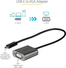 img 2 attached to 💻 Enhanced StarTech.com USB C to VGA Adapter - 1080p USB Type C to VGA Display/Monitor Video Converter, USB-C Dongle, Thunderbolt 3 Compatible - 12" Long Attached Cable - Upgraded Version of CDP2VGA (CDP2VGAEC+)