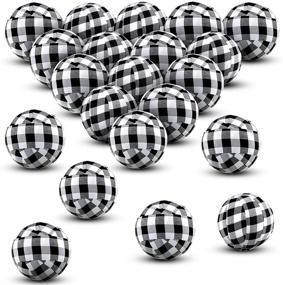 img 4 attached to Tatuo 20 Pieces Valentine's Day Buffalo Check Fabric Wrapped Balls - Gingham Bowl Fillers for Farmhouse Home Decor