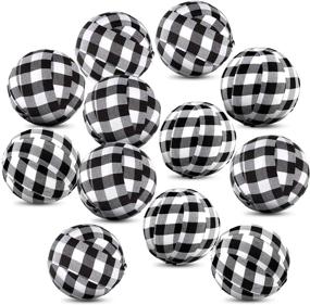 img 3 attached to Tatuo 20 Pieces Valentine's Day Buffalo Check Fabric Wrapped Balls - Gingham Bowl Fillers for Farmhouse Home Decor