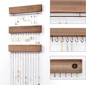 img 1 attached to 📿 RHF 12-inch Rustic Wood and Metal Wall Mount Jewelry Organizer Set of 3 with 26 Hooks - Earrings Bar, Hanging Rings, Necklaces, and Bracelet Holder, Ideal Gift for Women (1 pack, Brown)