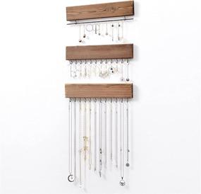 img 4 attached to 📿 RHF 12-inch Rustic Wood and Metal Wall Mount Jewelry Organizer Set of 3 with 26 Hooks - Earrings Bar, Hanging Rings, Necklaces, and Bracelet Holder, Ideal Gift for Women (1 pack, Brown)