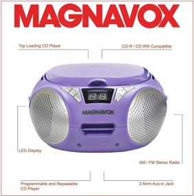 img 3 attached to 🔊 Переносной CD-магнитофон Magnavox MD6924-PL: AM/FM Стерео Радио, Мощный пурпурный дизайн, совместимость с CD-R/CD-RW, светодиодный дисплей, AUX порт и программируемый CD-плеер.
